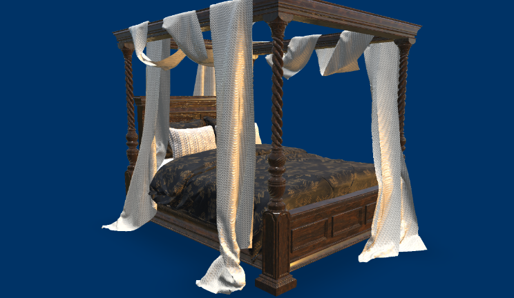 四柱天篷床家具家具,欧式,古典,雕刻gltf,glb模型下载，3d模型下载