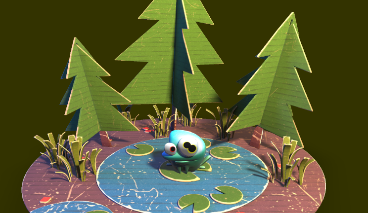 森林中的青蛙gltf,glb模型下载，3d模型下载