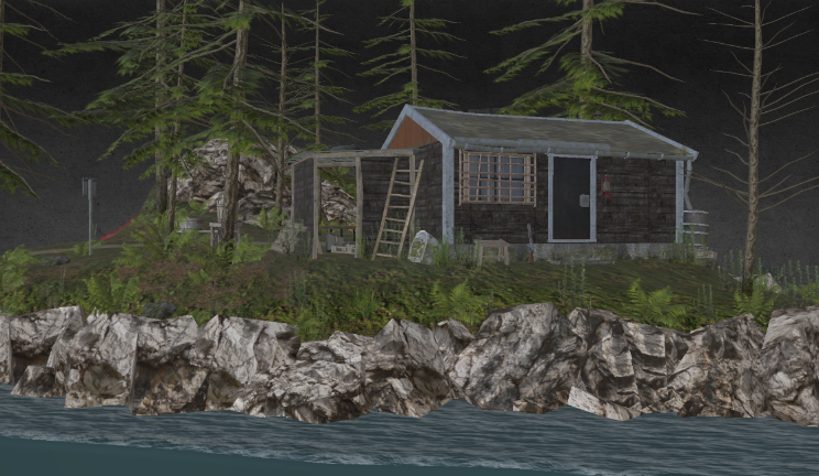 河边小屋家居|建筑建筑,河流,树木gltf,glb模型下载，3d模型下载
