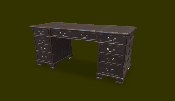 书桌家具家具,古典,书桌,办公桌gltf,glb模型下载，3d模型下载