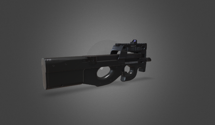 P90冲锋枪gltf,glb模型下载，3d模型下载