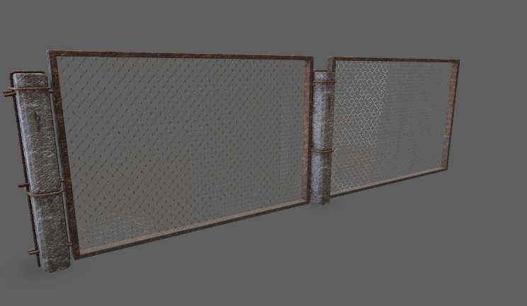 铁丝网围栏家居|建筑网,围栏,铁丝,水泥柱gltf,glb模型下载，3d模型下载