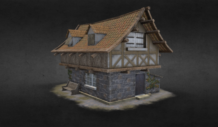 中世纪房子gltf,glb模型下载，3d模型下载