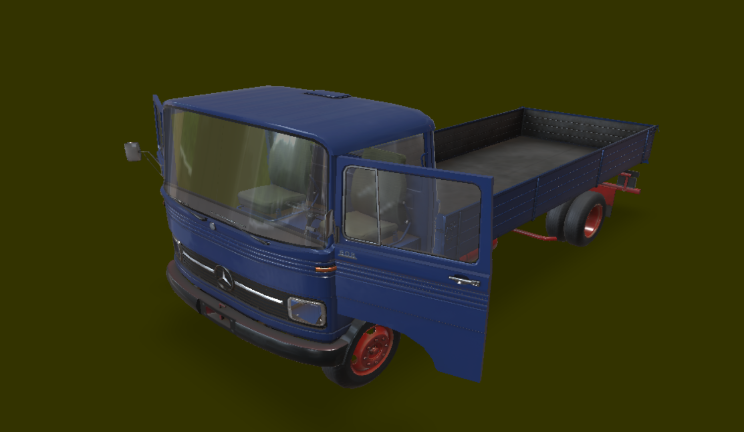 奔驰卡车gltf,glb模型下载，3d模型下载