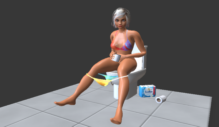 上厕所的女人gltf,glb模型下载，3d模型下载