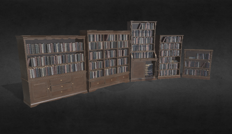 书柜家具家具,书柜,古典,实木gltf,glb模型下载，3d模型下载
