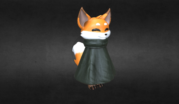 披着斗篷的狐狸动物狐狸,卡通,动物gltf,glb模型下载，3d模型下载