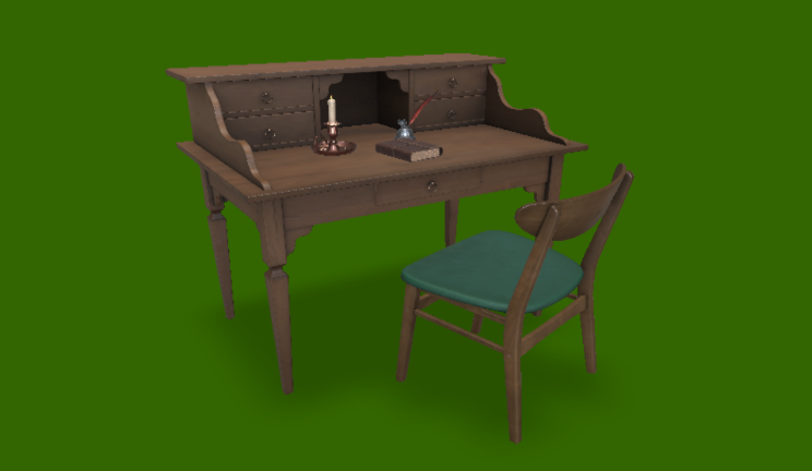 写字台家具办公桌,椅子,家具gltf,glb模型下载，3d模型下载