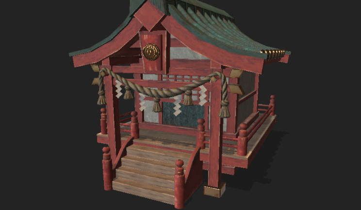 日本神社游戏|场景卡通,建筑,游戏,寺庙gltf,glb模型下载，3d模型下载