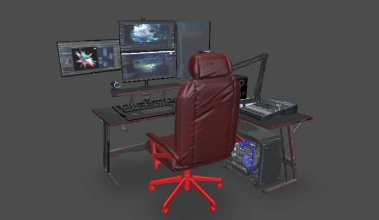 电竞休息桌家具办公桌,电脑gltf,glb模型下载，3d模型下载