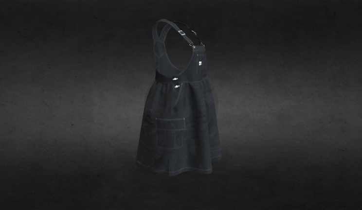 黑色牛仔连衣裙gltf,glb模型下载，3d模型下载