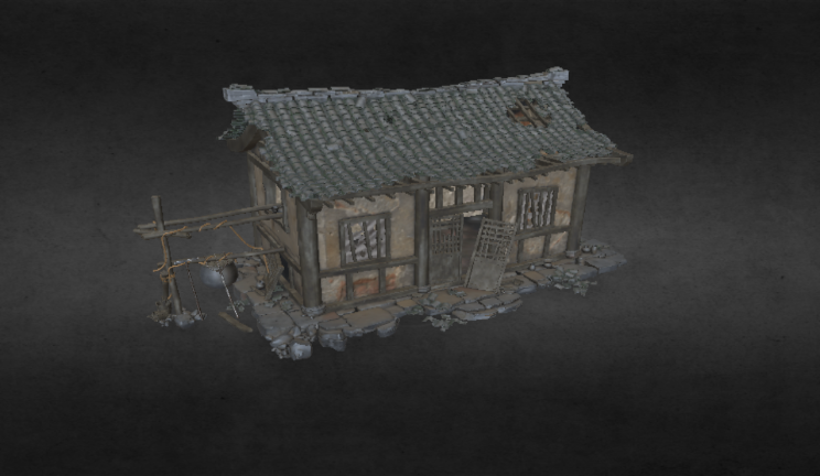中式老房子gltf,glb模型下载，3d模型下载