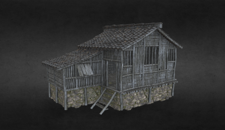 土房子游戏|场景建筑,房子gltf,glb模型下载，3d模型下载