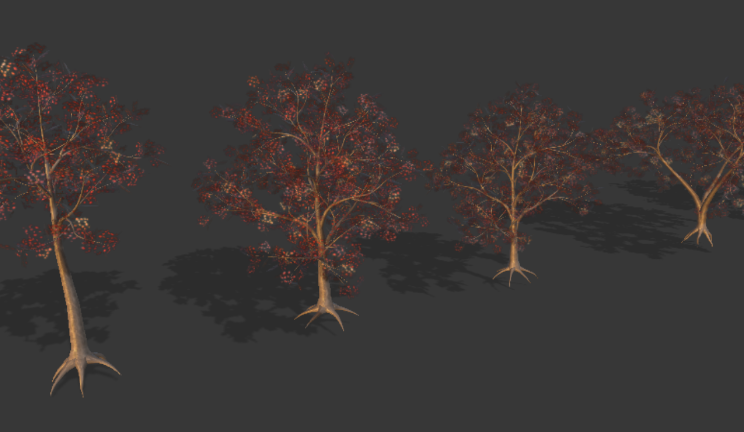 红枫石头植物30gltf,glb模型下载，3d模型下载