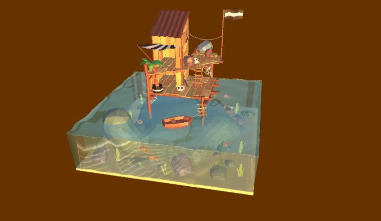 海盗基地游戏|场景gltf,glb模型下载，3d模型下载